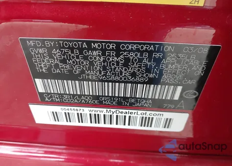 2008 Lexus Gs 350 z USA, uszkodzony, nr VIN JTHBE96S880036889